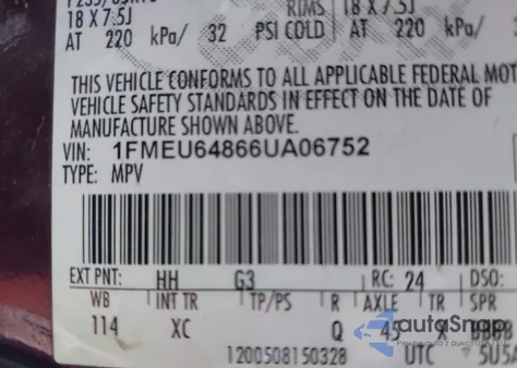 2006 Ford Explorer Eddie Bauer из США, поврежденный, VIN 1FMEU64866UA06752